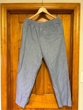Blue Uniqlo Linen Blend Easy Ankle Pants